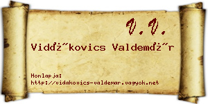 Vidákovics Valdemár névjegykártya